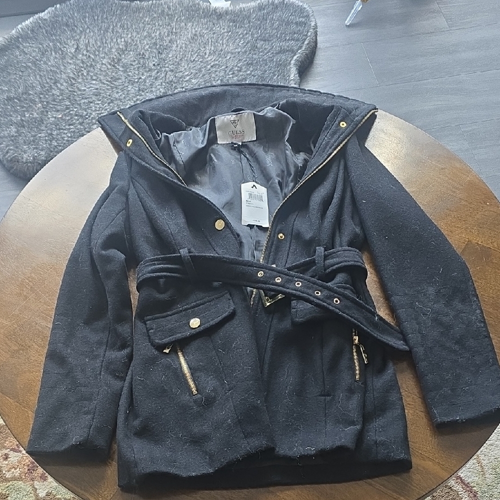 Guess Black Coat with Gold Details